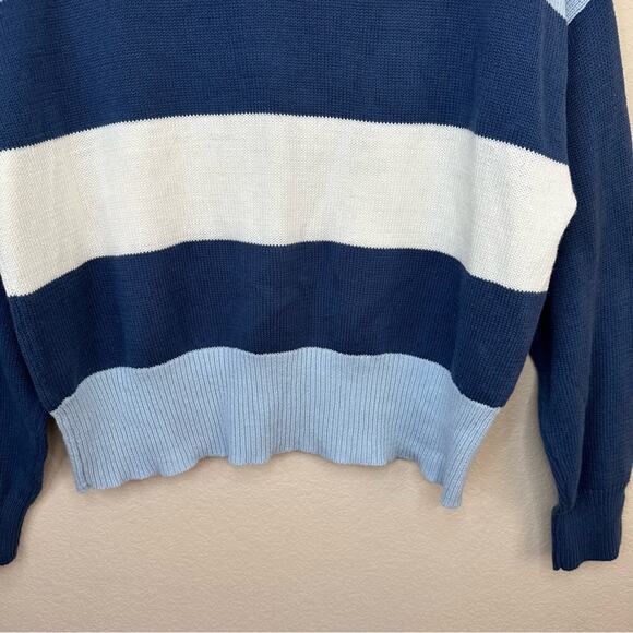 NWT Lucky Brand Ladies' Colorblock Cotton Sweater Blue Multi Size L - Picture 7 of 14
